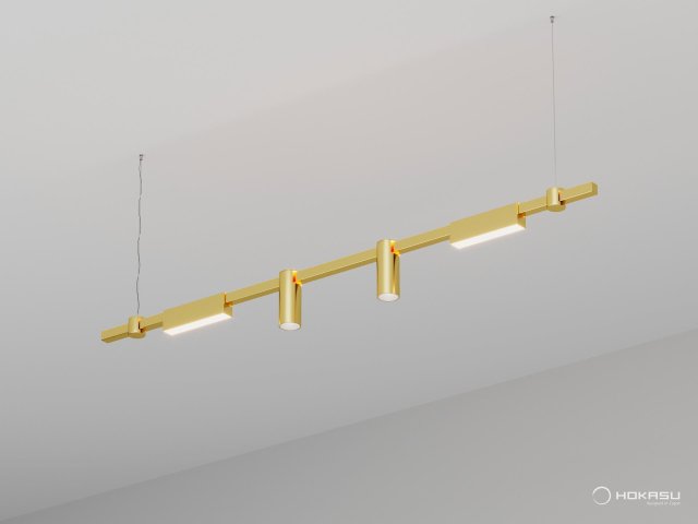 Pendant lamp HOKASU PL10 (GOLD/1500mm – 200mm/LT70/120deg – D55/140mm – 4K/16W)