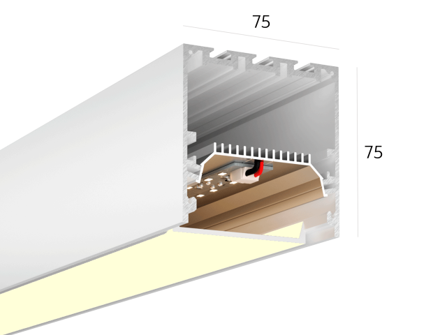 Linear lamp HOKASU S75 noPS (RAL9003/2000mm/LT70 — 3K/44W)