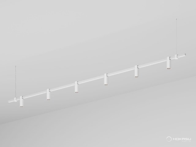 Pendant lamp HOKASU PL9 (RAL9003/3000mm – D55/140mm/3K/60W/38deg)