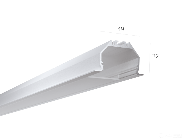 Profile HOKASU 49/32 IN ral9003 LT70 (diffuser in kit) — 5000mm