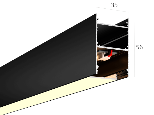 Linear lamp HOKASU 35/56 (RAL9005/750mm/LT70 — 3K/17W)