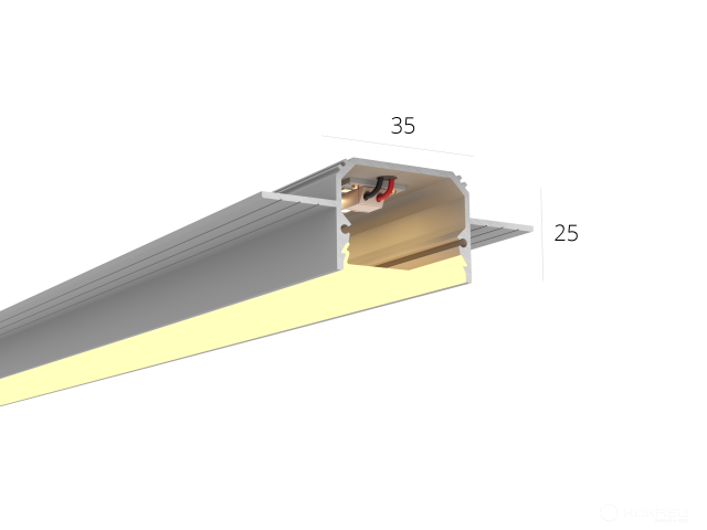 Linear lamp HOKASU 35/25 edgeless noPS (Raw/2500mm/LT70 — 3K/55W)