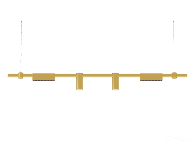 Pendant lamp HOKASU PL10 (GOLD/1500mm – 190mm/45deg – D55/140mm – 3K/27W)