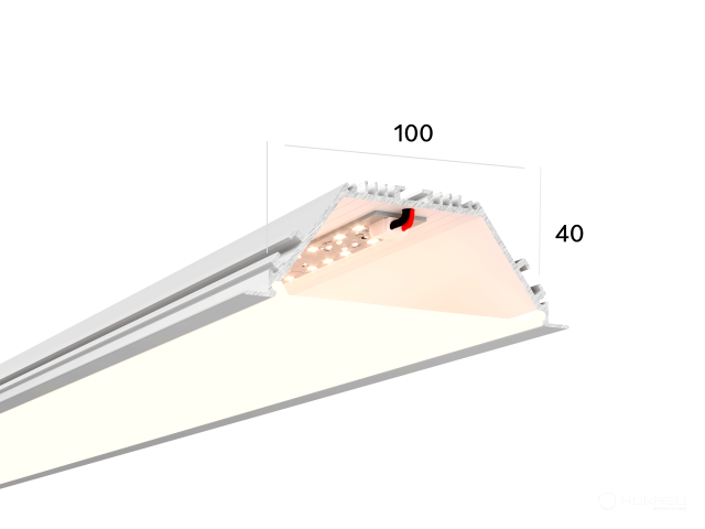 Linear lamp HOKASU 100/40 IN noPS (RAL9003/2000mm/LT70 — 4K/44W)