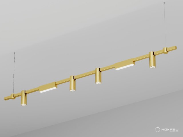 Pendant lamp HOKASU PL10 (GOLD/2000mm – 200mm/LT70/120deg – D55/140mm – 4K/52W)