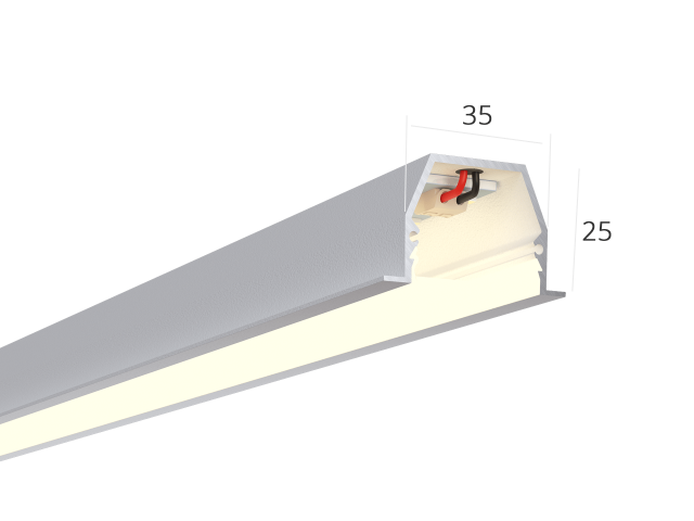 Linear lamp HOKASU 35/25 IN noPS (RAL9003/2000mm/LT70 — 4K/44W)