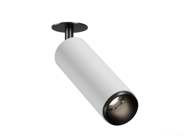 Recessed lamp HOKASU Tube IN Zoom (RAL9003+B/D55/120mm — 3K/10W/12-50deg)