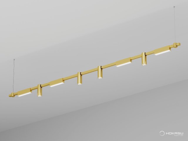 Pendant lamp HOKASU PL10 (GOLD/2500mm – 200mm/LT70/120deg – D55/140mm – 4K/64W)