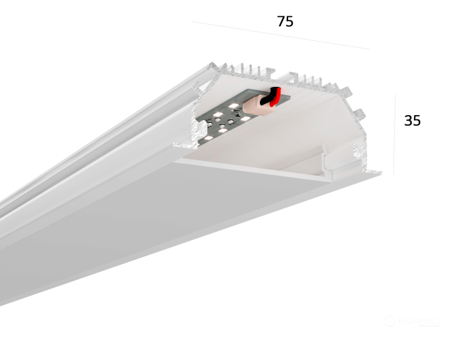 Linear lamp HOKASU 75/35 IN noPS (RAL9003/2000mm/LT70 — 3K/44W)